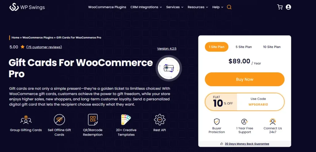 Gift Cards For WooCommerce By WP Swings