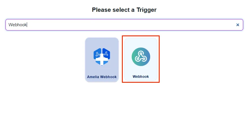 select webhook as a trigger inside Bit Integrations dashboard