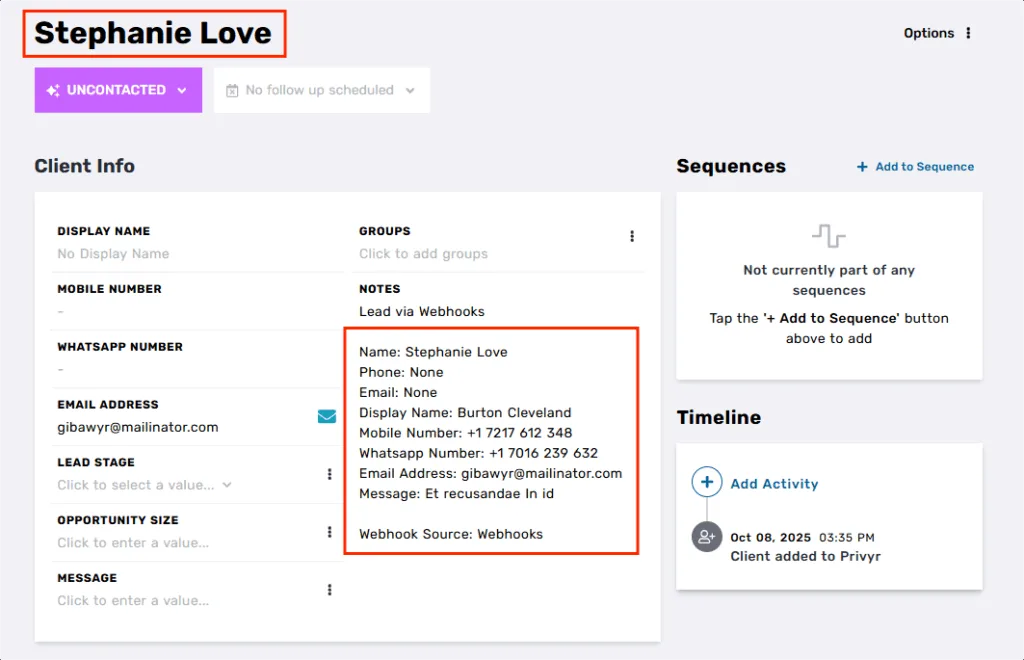 trigger form entries are automatically added to third-party crm