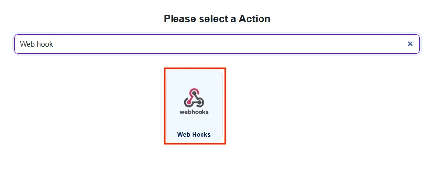 pick the webhook as your action