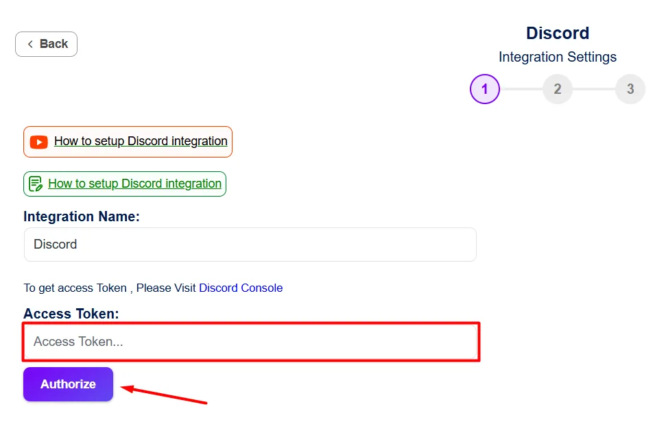 provide Discord app access token