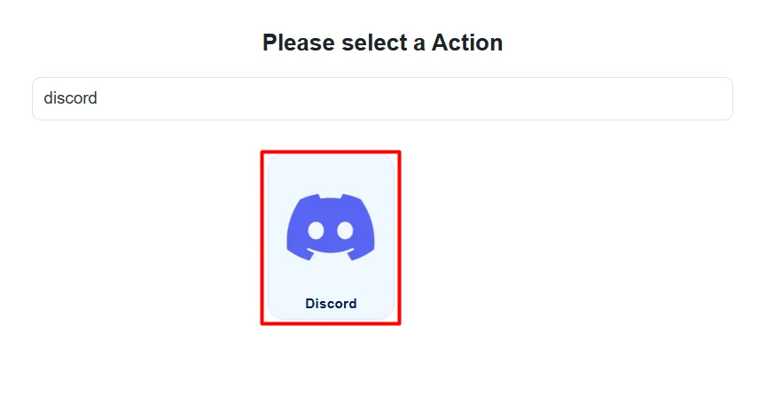 search and select Discord as your action