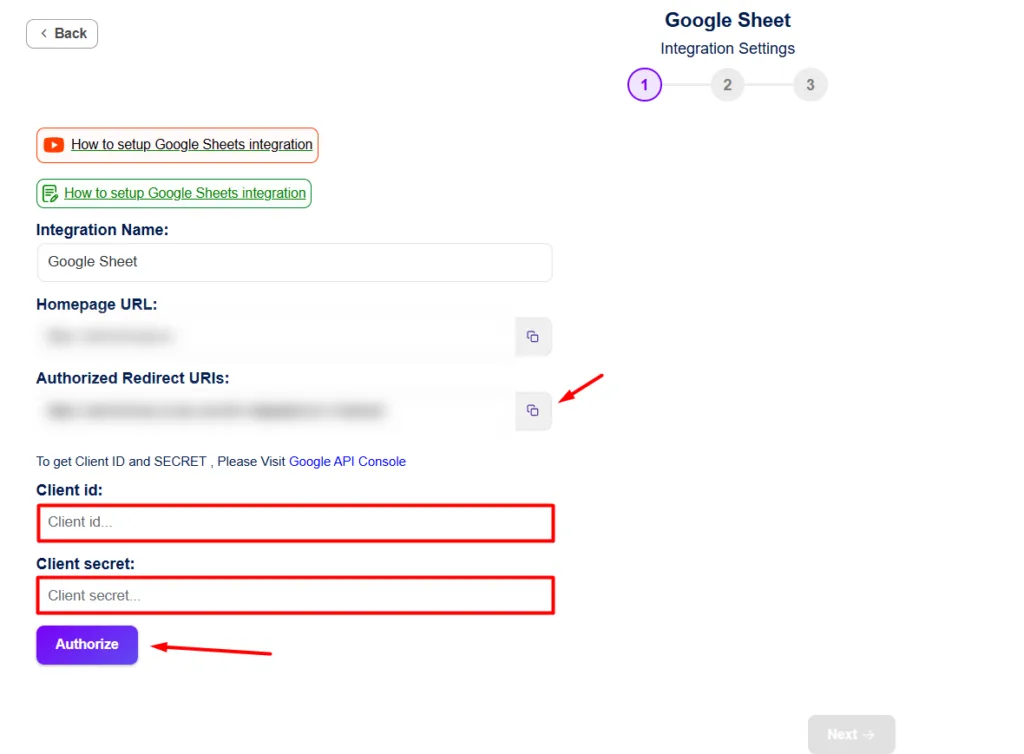Authenticate the Google account