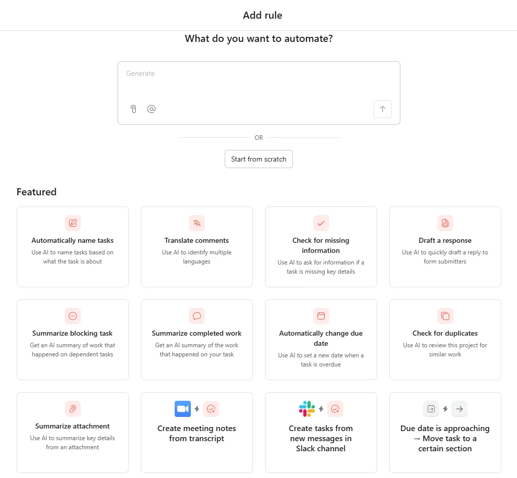 Asana rules builder