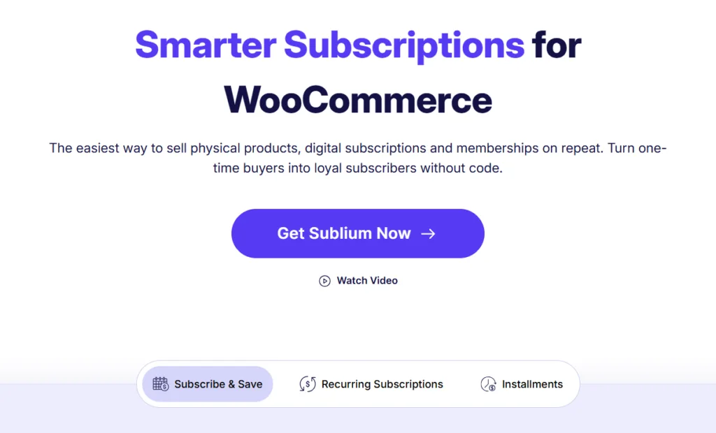 Sublium Subscriptions Best WooCommerce Subscription Plugins