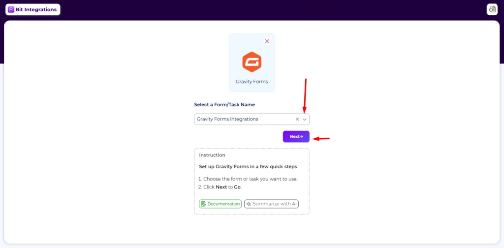Choose Specific Forms created with Gravity forms