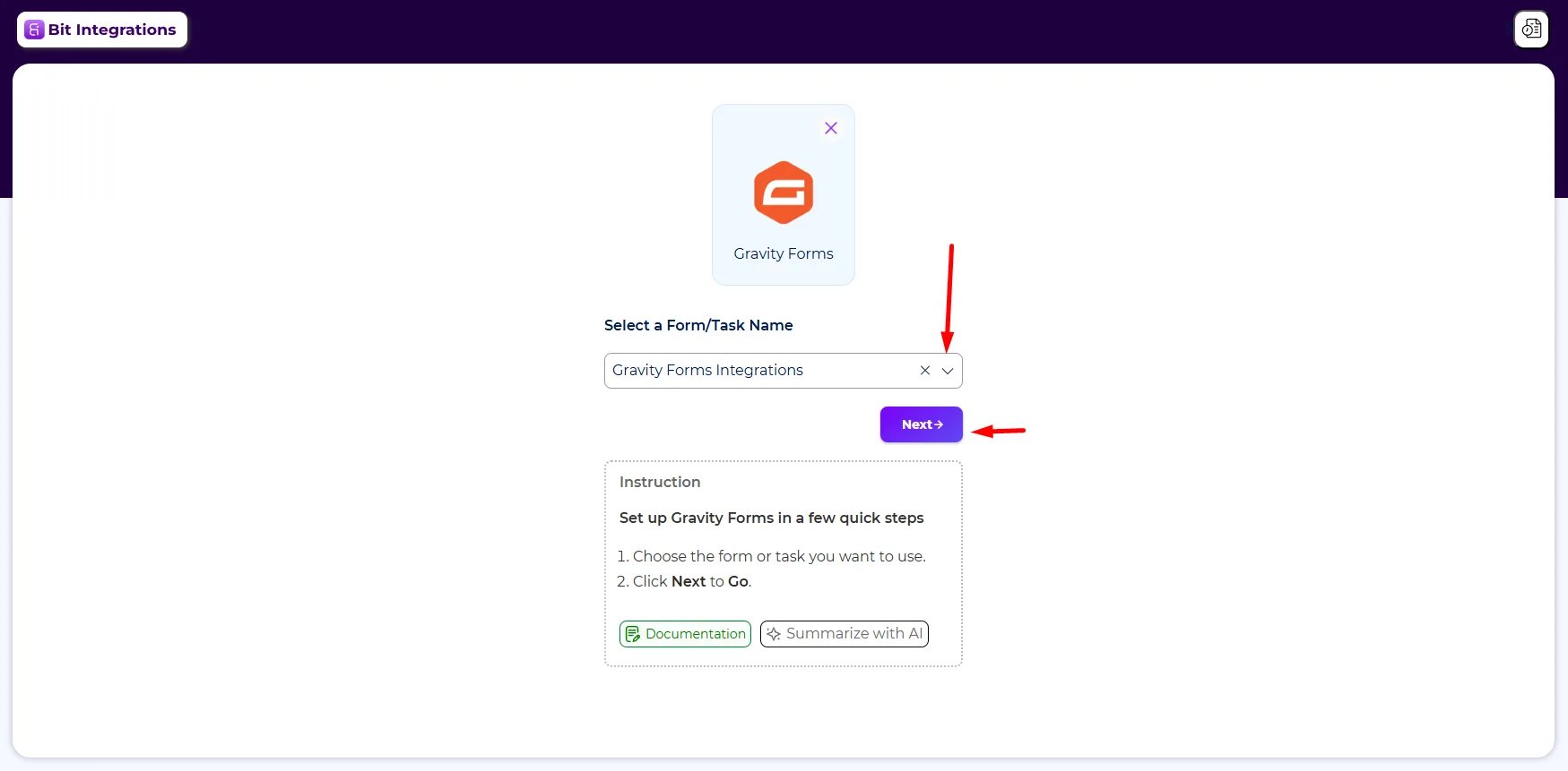 Choose Specific Forms created with Gravity forms