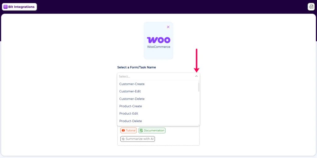 Choose Woocommerce As a trigger