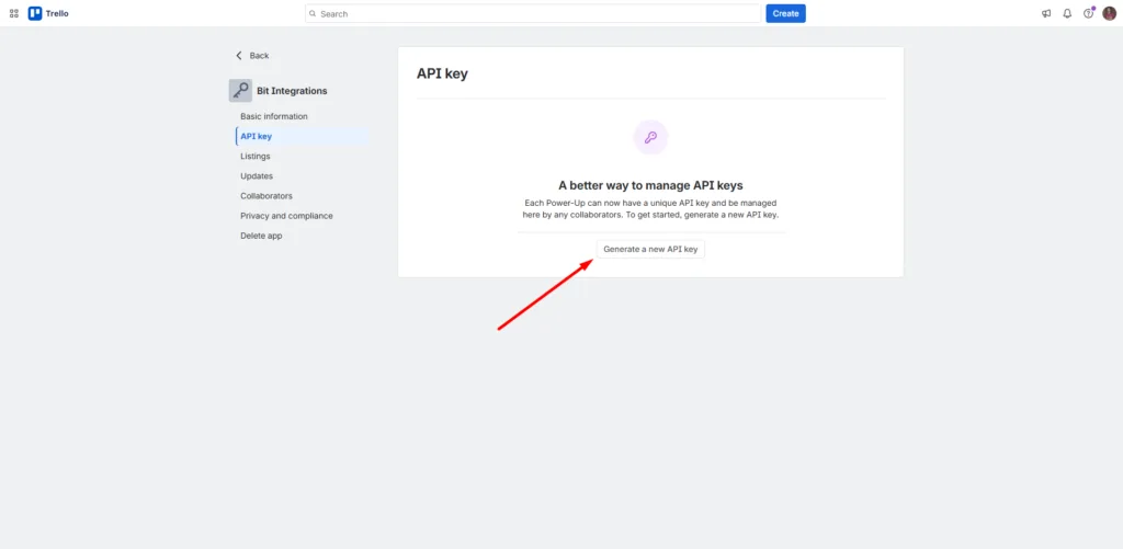 Generate a new API key
