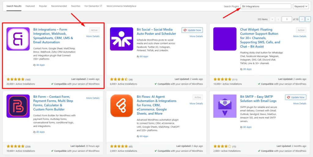 Install and activate Bit Integrations
