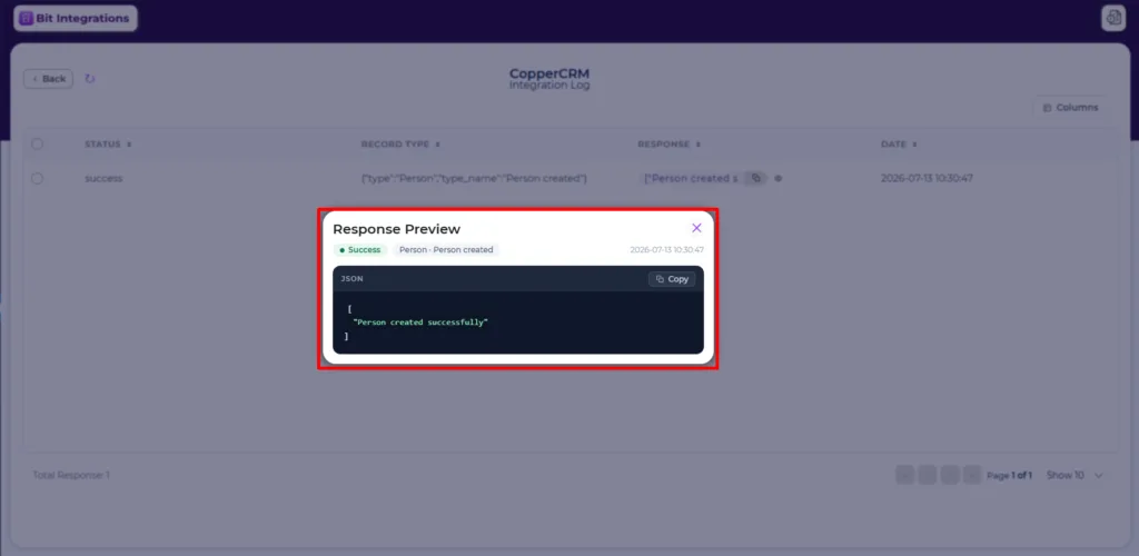 Integration log