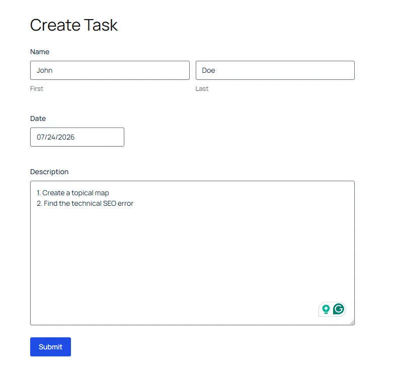 Submit a test form via Gravity Forms