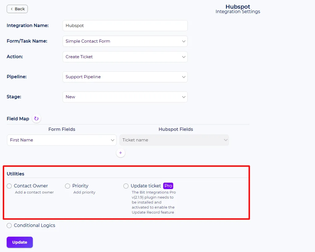 Create Ticket Utilities